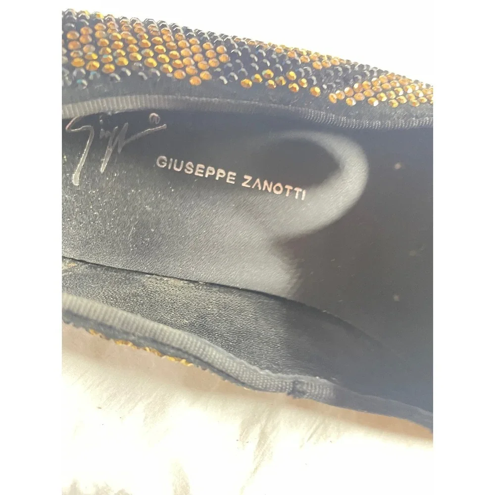 Giuseppe Zanotti Men's Black Gold Crystal Embellished Loafers Size 42